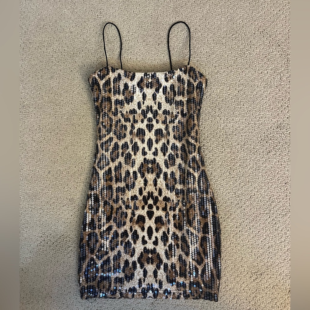 Sequin Cheetah Mini Dress